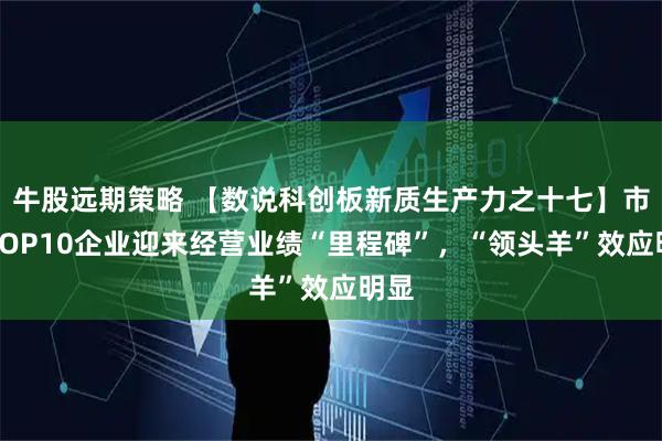 牛股远期策略 【数说科创板新质生产力之十七】市值TOP10企业迎来经营业绩“里程碑”，“领头羊”效应明显